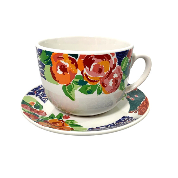 Oversized‎ Coffee Cup & Saucer Floral Ceramic GGI 1996 Table Shelf Decor - Picture 3 of 9